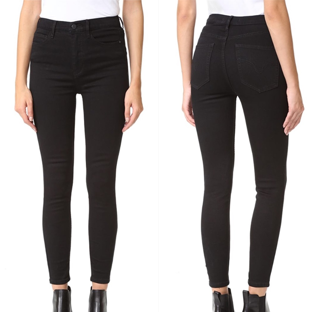 Free People Black Cyndi High-Rise Skinny Jeans